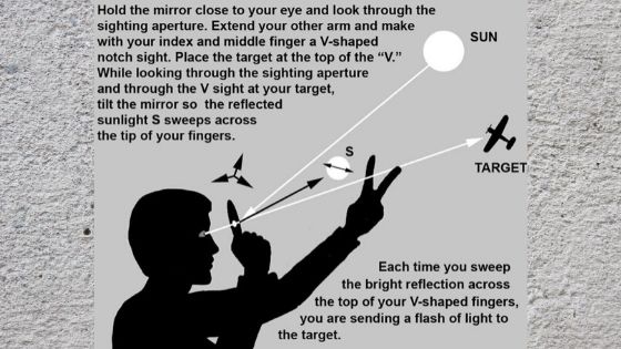 V Finger Method for Signal Mirror Sighting